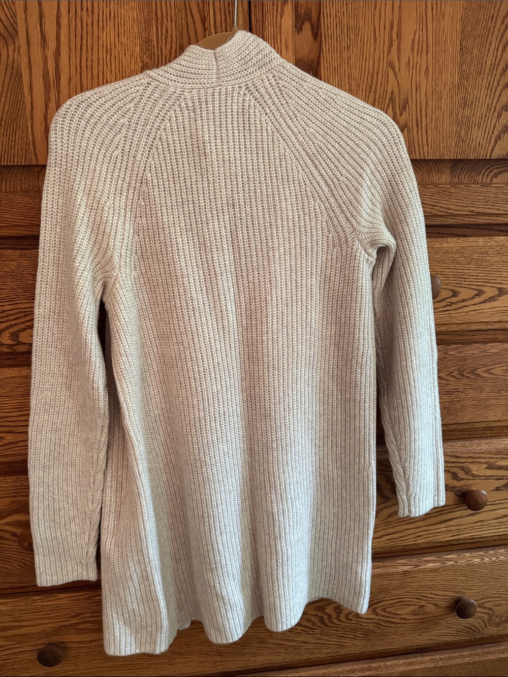LOFT Light Cream Open-Front Ribbed Cardigan - Picture 4 of 5